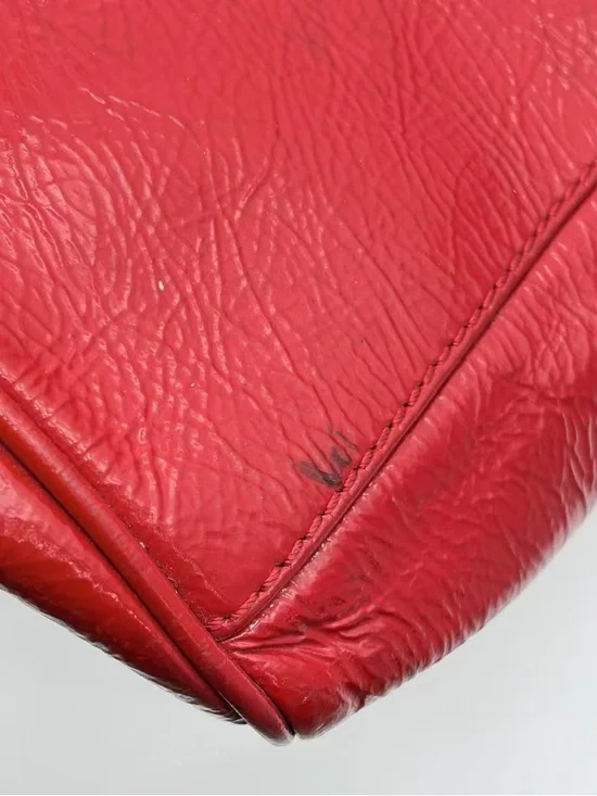 Fendi Red Leather Satchel tote with Gold-Tone Hardware - Picture 6 of 8